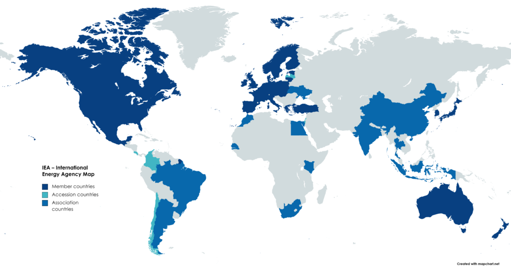 International Energy Agency (IEA) Member Nations Map