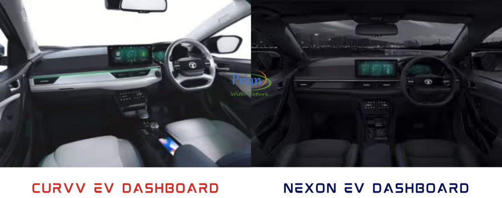 curvv ev dashboard interior vs nexon ev dashboard interior